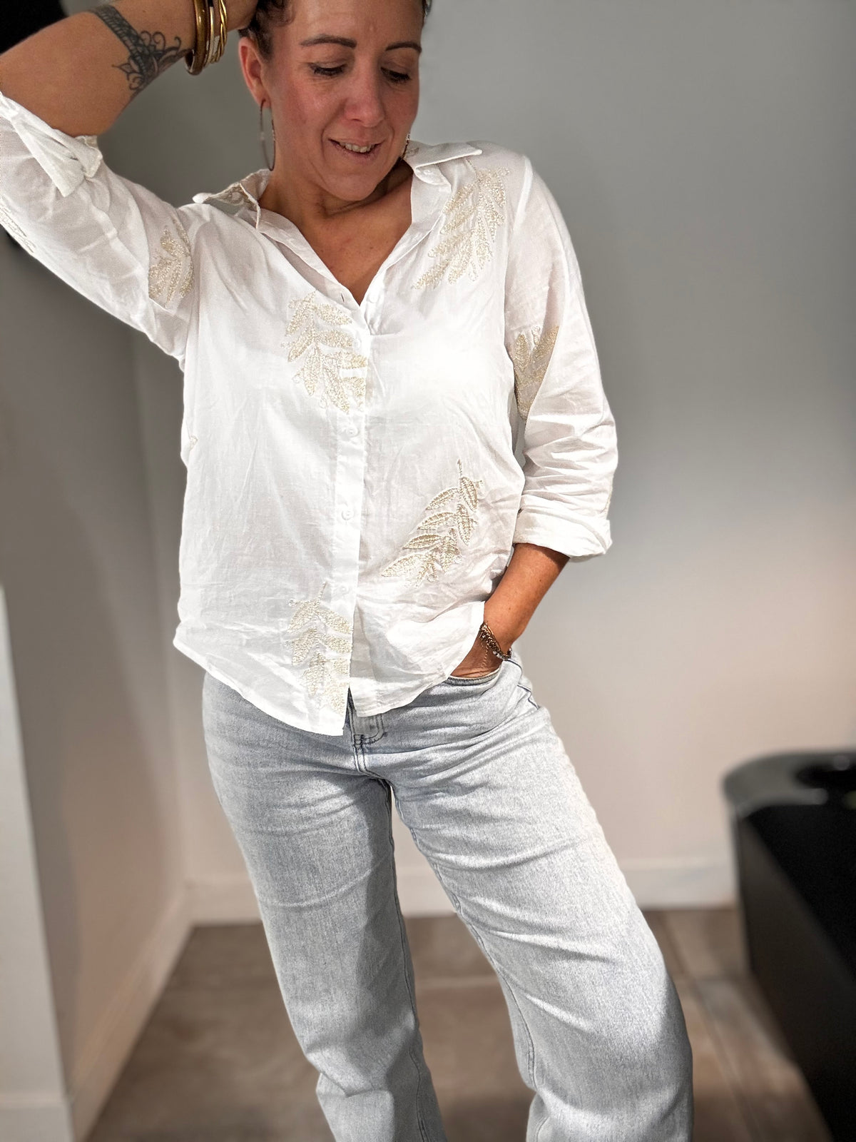 Chemise broderie feuillage LEAF