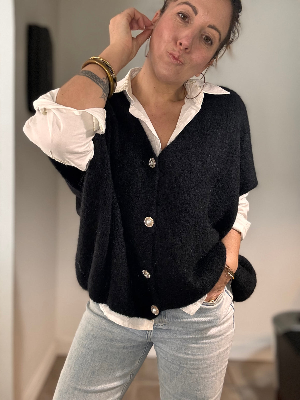 Gilet sans manches noir JANE
