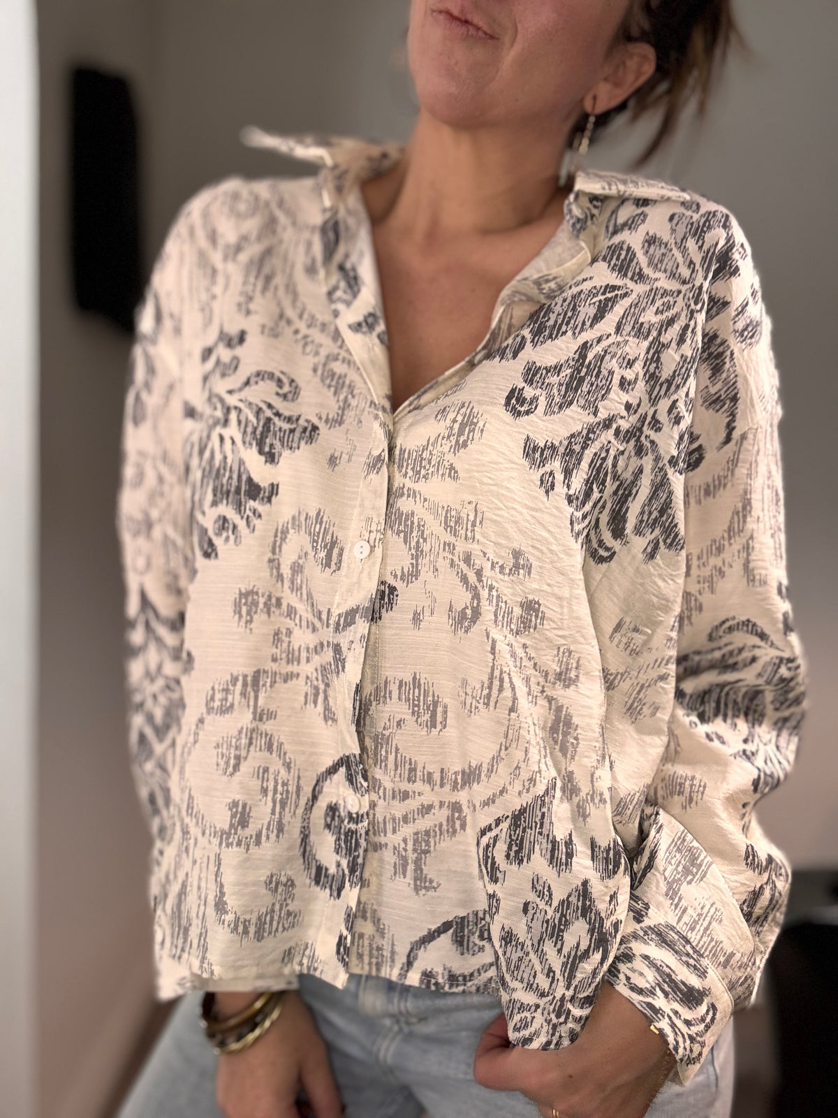 Chemise à imprimé noir MARY