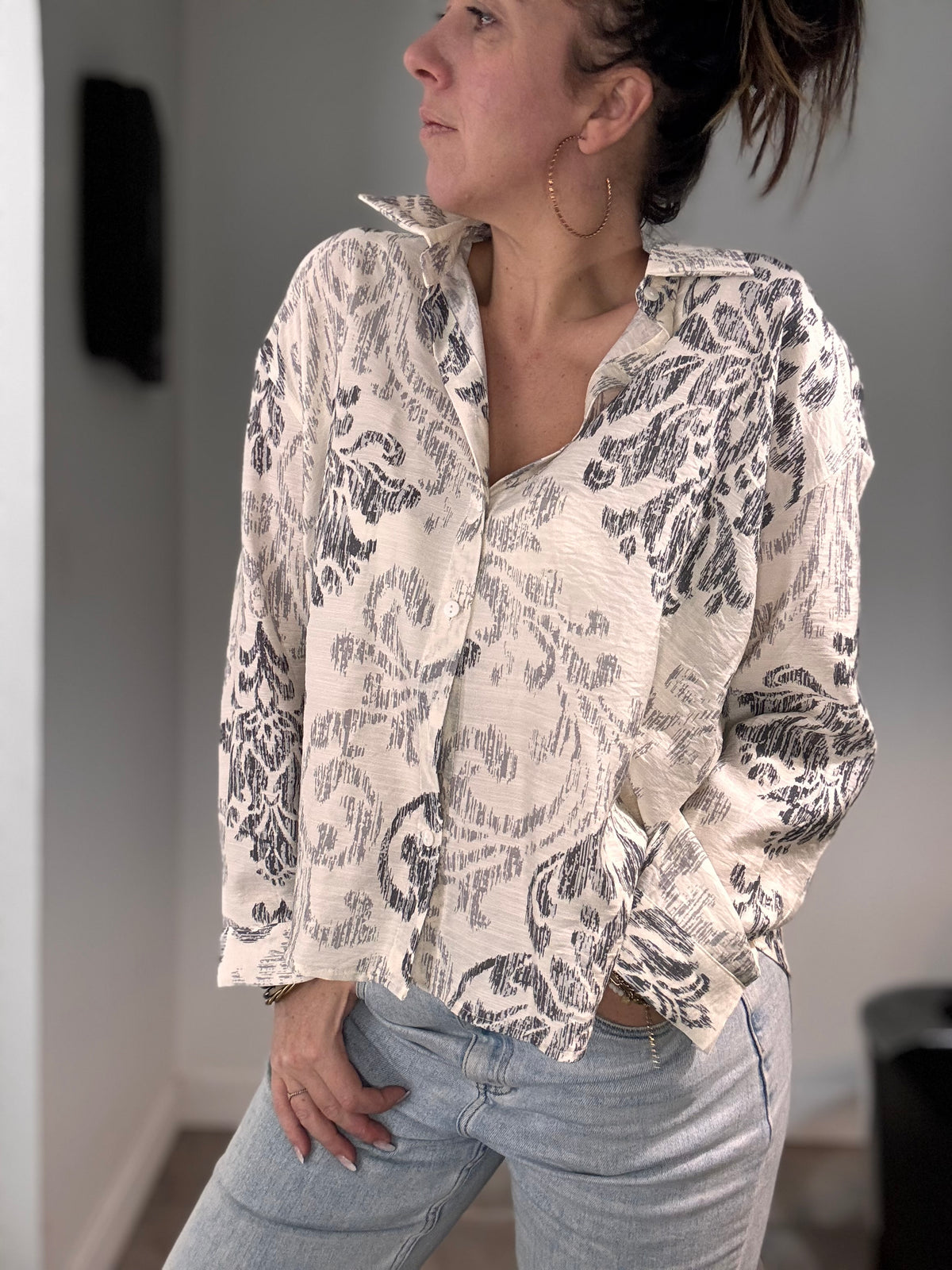 Chemise à imprimé noir MARY