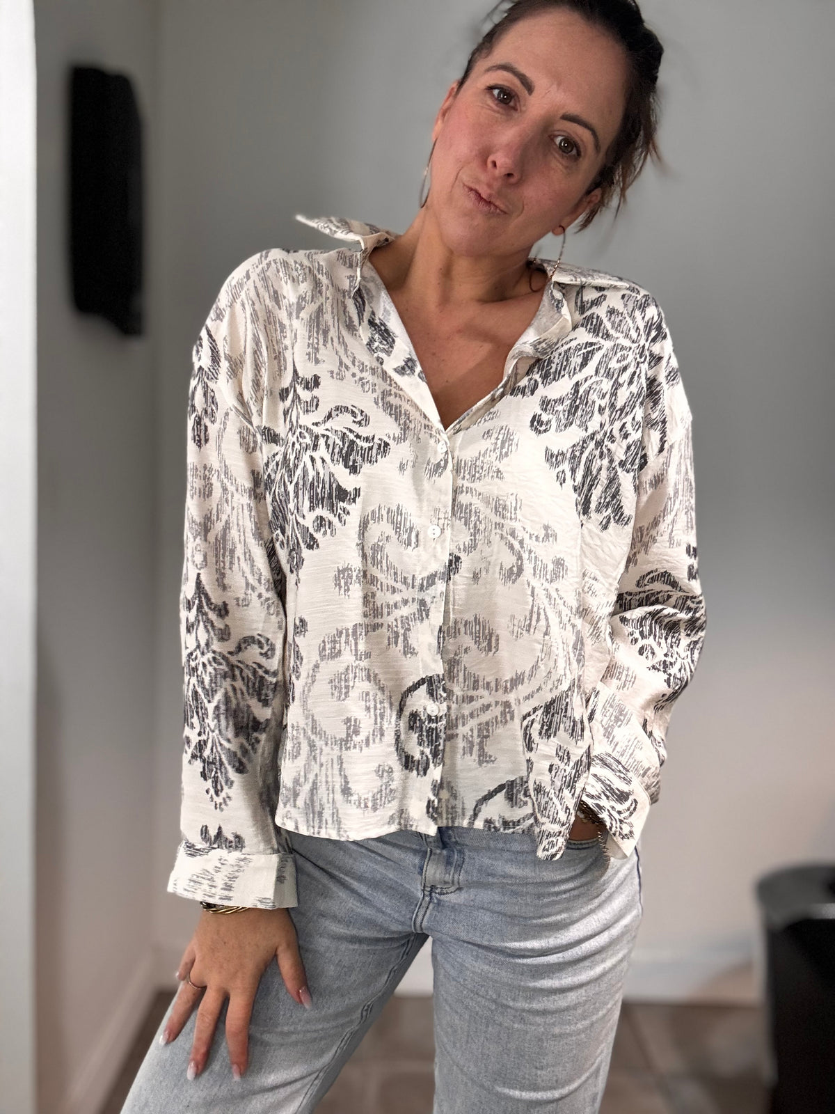 Chemise à imprimé noir MARY