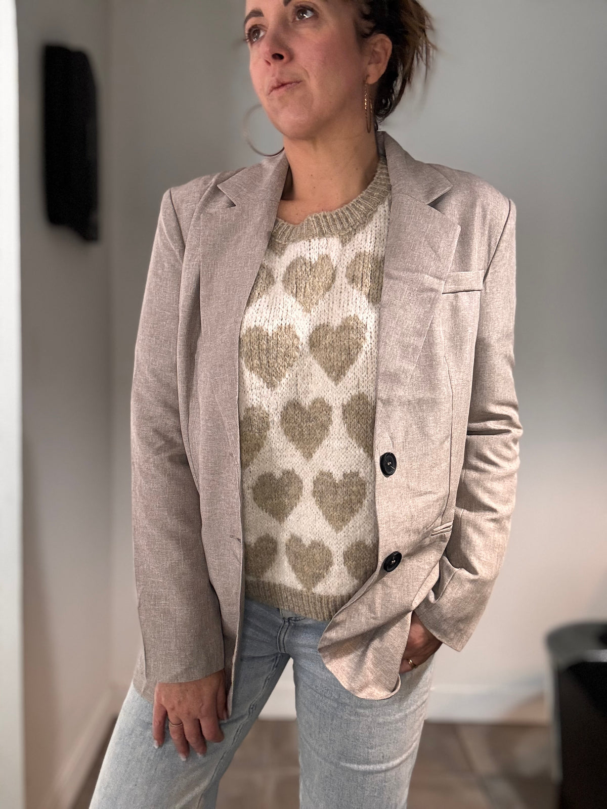 Pull beige coeur LOVELY