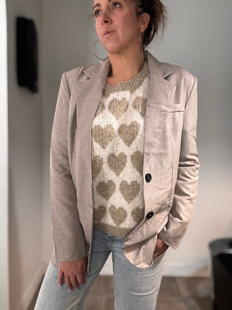 Pull beige coeur LOVELY